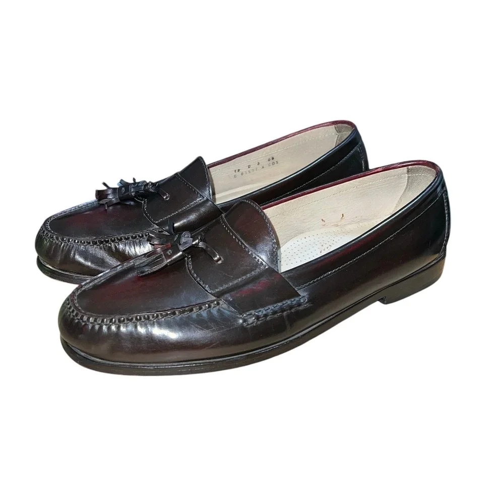 Cole Haan Tassel Loafers Mens 13 D Burgundy Oxblood Leather Dress Shoes C03507